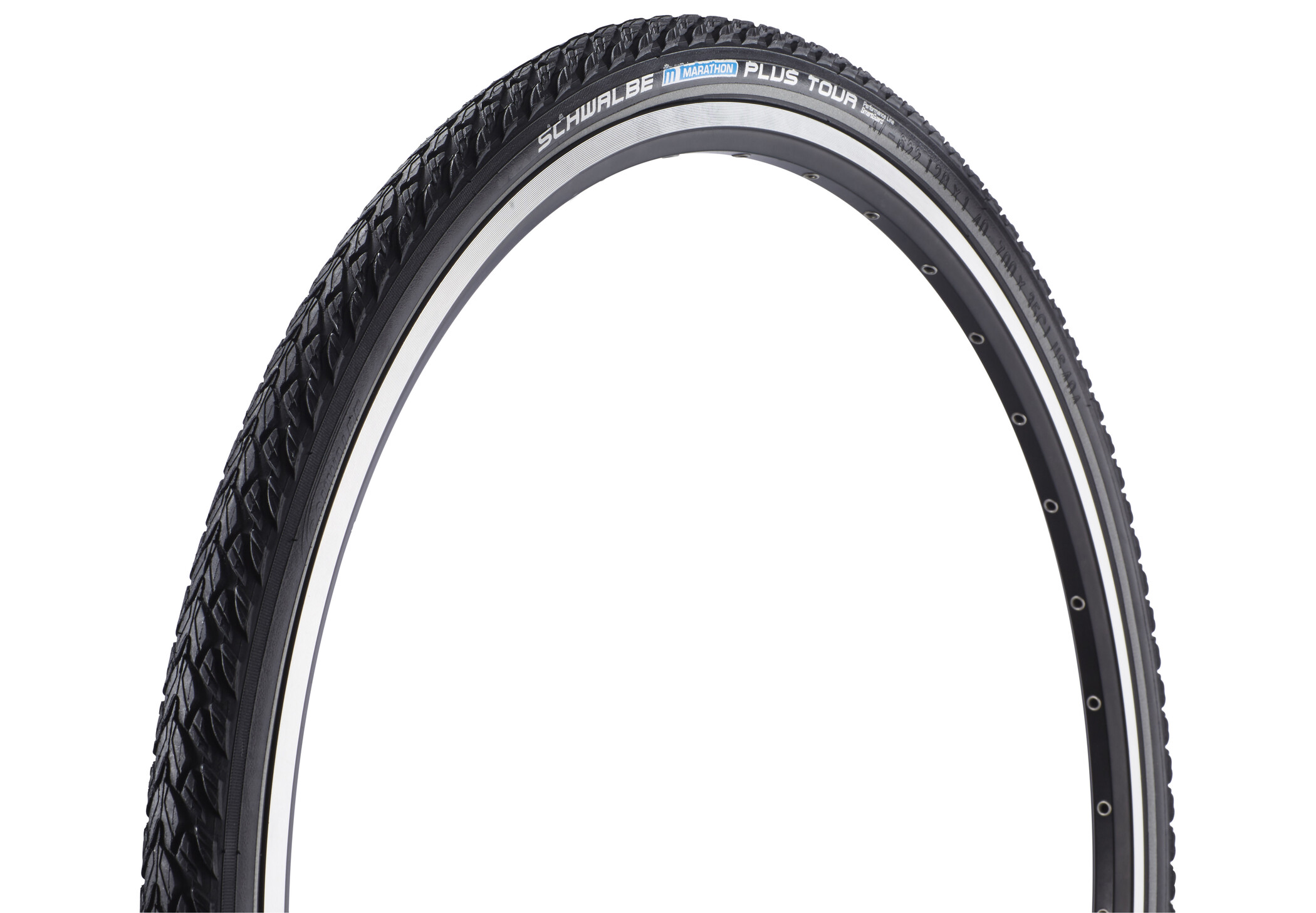 Black/Reflective SCHWALBE Performance Line Marathon Plus Tour Off Road and Touring Wire Clincher Bike Tire Multiple Sizes 