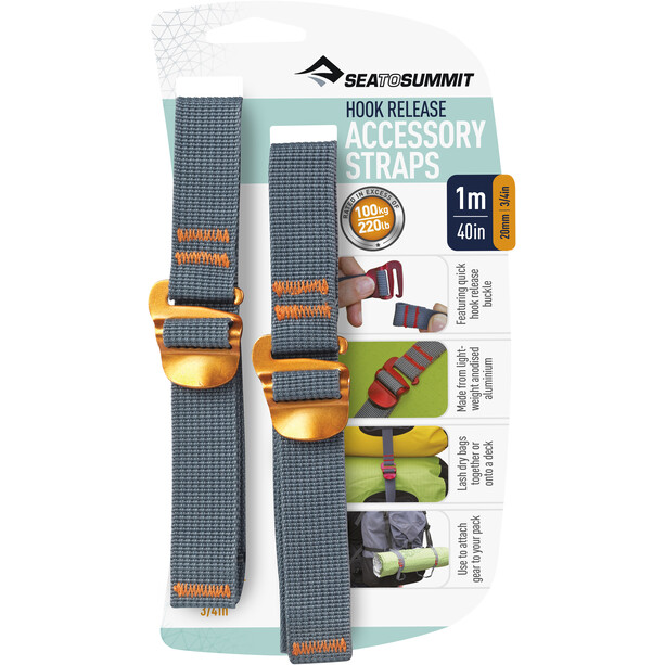 Sea to Summit Hook Release Accessory Straps 20mm/1m, grå