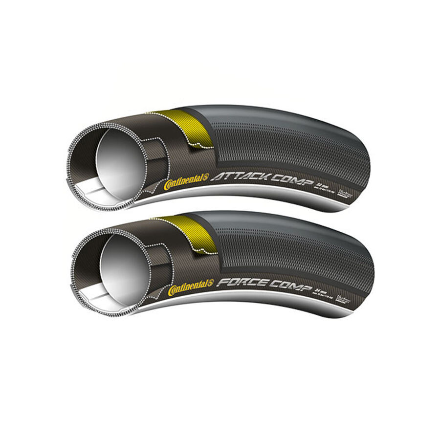 Continental Attack Comp & Force Comp Tubular Tyre 700x22/24C Vectran