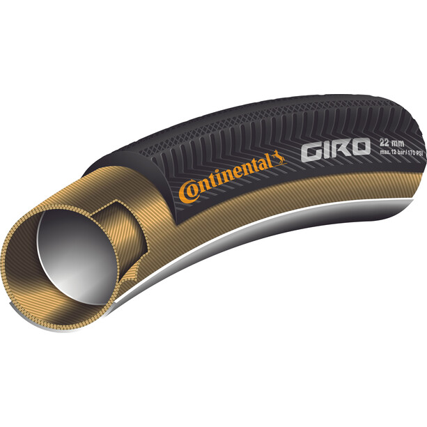 Continental Giro Tubulardæk 700x22C, sort/gennemsigtig