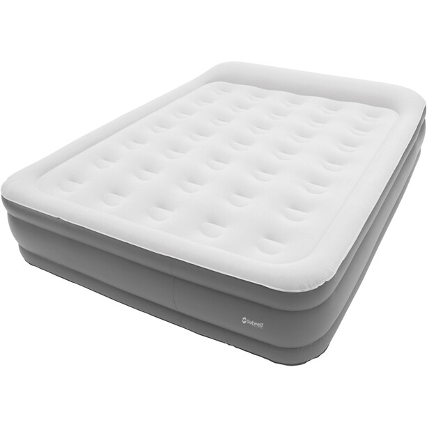 Outwell Flock Superior Double Airbed with Built-in Pump, valkoinen/harmaa
