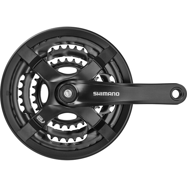 Shimano FC-TY501 Crankset 6/7/8-speed, 48-38-28 tanden met kettingbeschermring, zwart