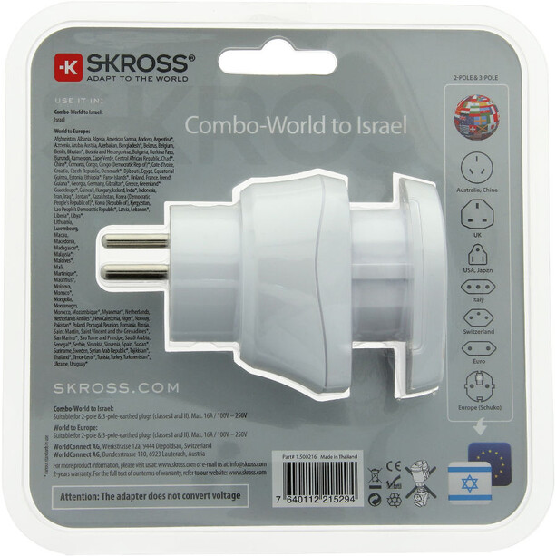 SKROSS Combo Steckeradapter World to Israel