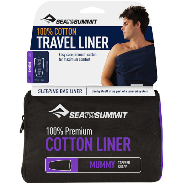 Sea to Summit Premium Cotton Travel Liner Mummy Tapered navy blue
