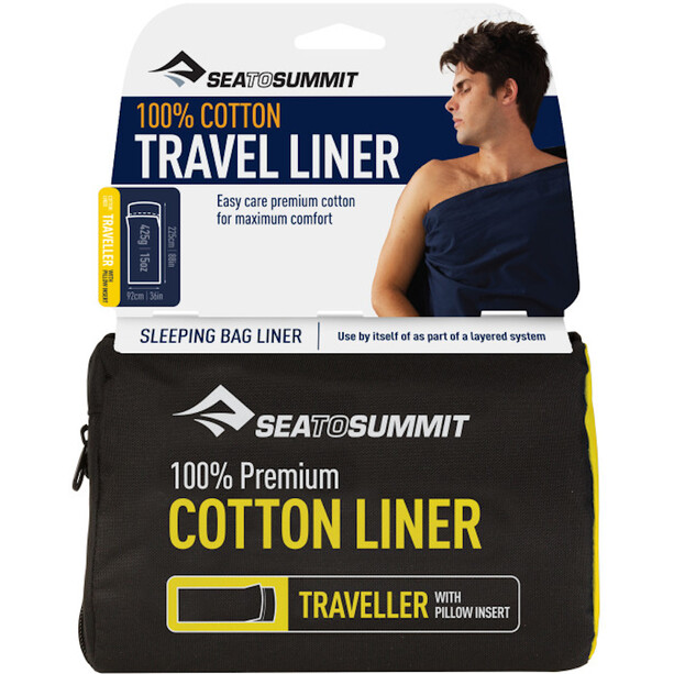 Sea to Summit Premium Cotton Travel Betræk Traveller med pudeindsats, blå