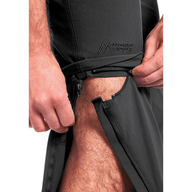 Maier Sports Tajo Pantalones Zip-Off Hombre, negro