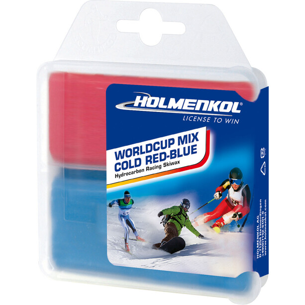 Holmenkol Worldcup Mix Cold Base Wax Perusvaha 2x35g, punainen/sininen