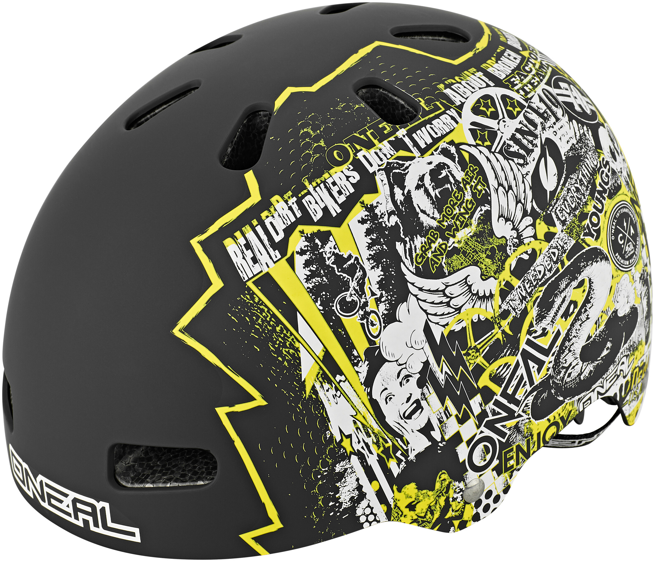 BMX Fahrrad Helm schwarz/weiß/gelb 2020 Oneal O'neal Lid ZF Rift Dirt