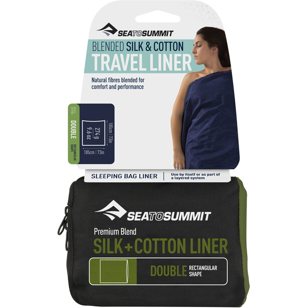 Sea to Summit Silk/Cotton Travel Liner Doble, azul