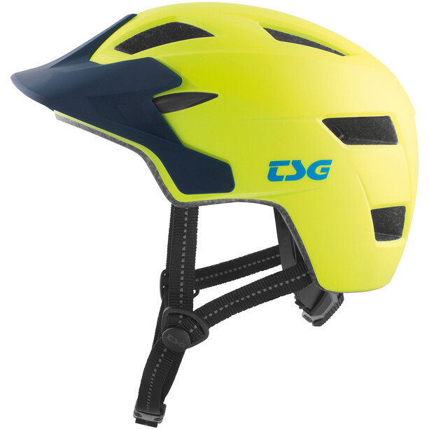 TSG Cadete Solid Color Helmet Kids satin acid yellow-blue
