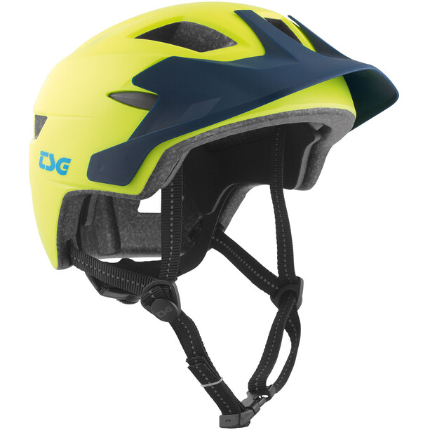 TSG Cadete Solid Color Helmet Kids satin acid yellow-blue