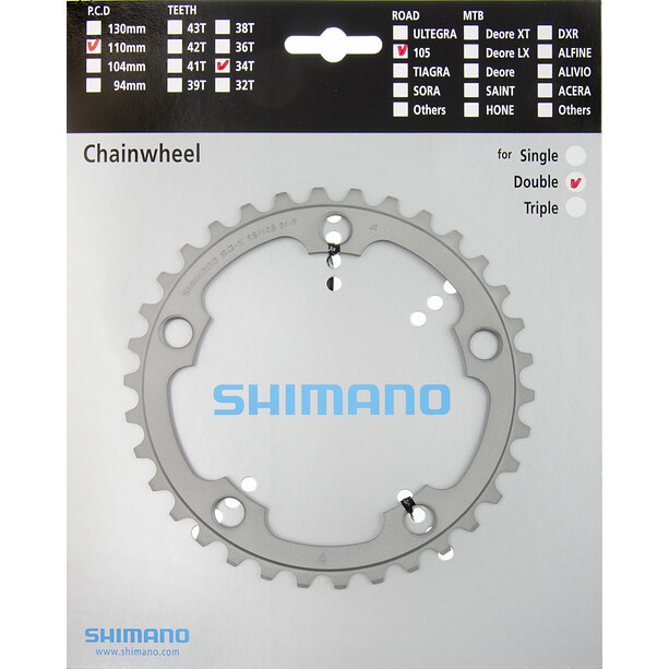 Shimano 105 FC-5750-S Zębatka rowerowa 10-rzędowy, srebrny