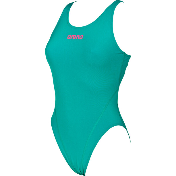 arena Solid Swim Tech High One Piece Swimsuit Women persian green-aphrodite