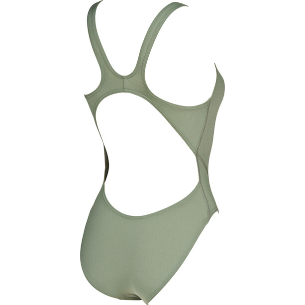 arena Solid Swim Tech High One Piece Swimsuit Women army-shiny green