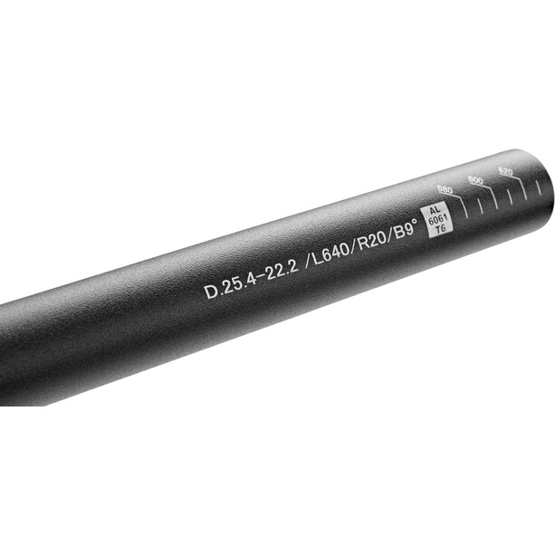 Humpert Low Riser Manillar Ø25,4mm 640B Aluminio, negro