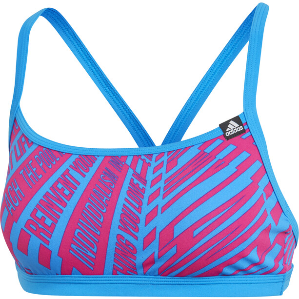 adidas Pro AOP Parte superiore bikini Donna, blu/rosa
