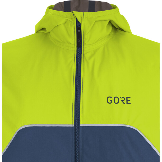 GOREWEAR R7 Partial Gore-Tex Infinium Hooded Jacket Women deep water blue/citrus green