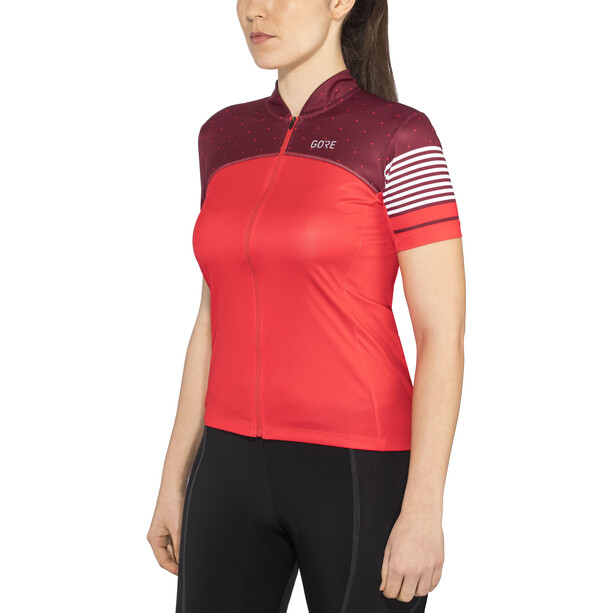 GOREWEAR C5 Koszulka rowerowa z zamkiem błyskawicznym Kobiety, czerwony