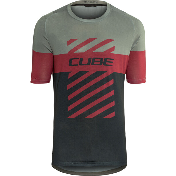 Cube Edge Koszulka rowerowa z krótkim rękawem Mężczyźni, szary/różowy