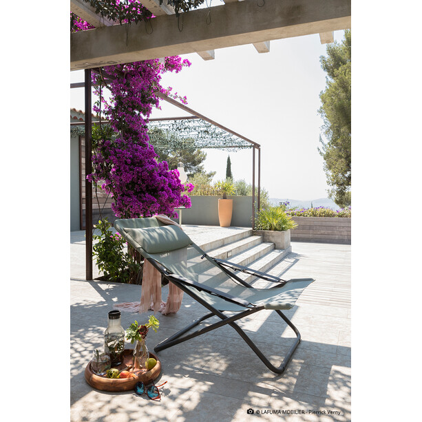 Lafuma Mobilier Transabed Sun Lounger with Cannage Phifertex moss
