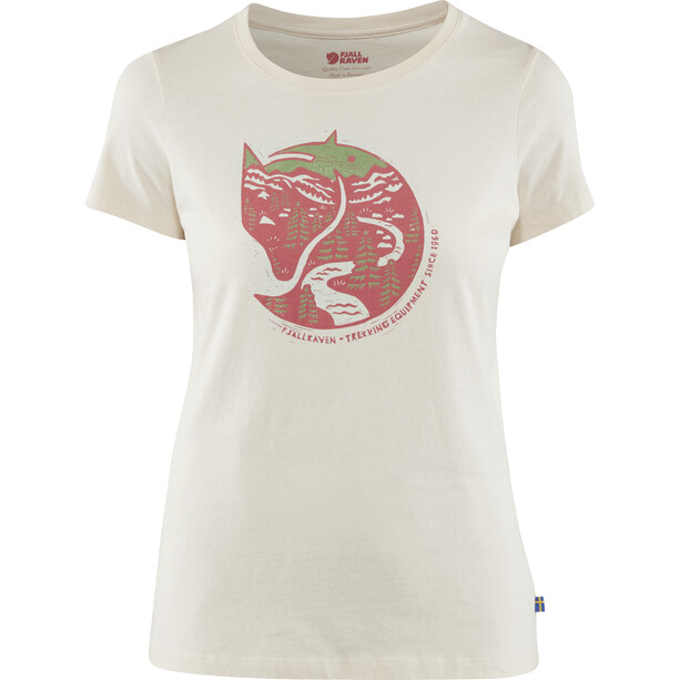 Fjällräven Arctic Fox Print Camiseta Mujer, blanco