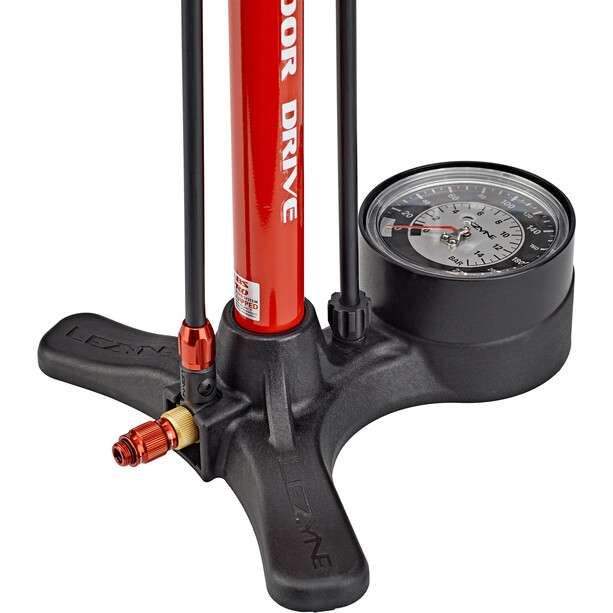 Lezyne Sport Floor Drive Pompa A Pedale, rosso