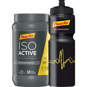 PowerBar Isoactive Flasche Vorteilspack Promotion Aktion Lemon 600g + 1 Fahrradflasche 