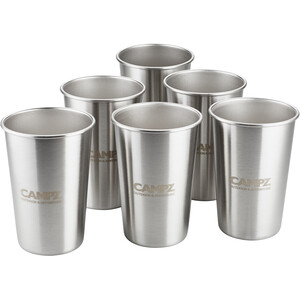 CAMPZ stabling kopp sett 6 deler i rustfritt stål sølv sølv