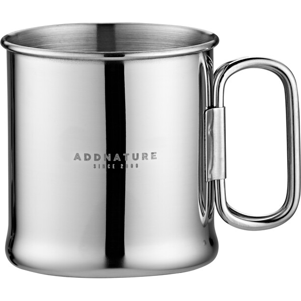 addnature Mug Stainless Steel 300ml with Folding Handle silver