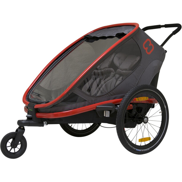 Hamax Outback Bike Trailer incl. Bicycle Arm & Stroller Wheel, musta/punainen