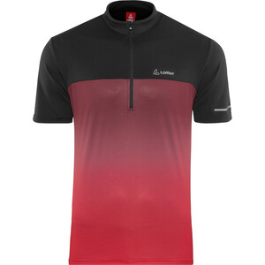 Löffler Flow T-shirt de cyclisme avec zip pectoral Homme, noir/rouge noir/rouge