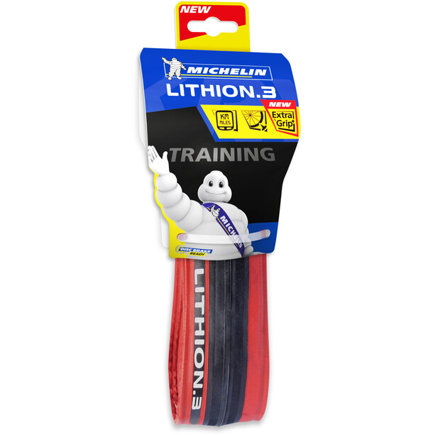 Michelin Lithion 3 Opona zwijana 28x0.90", czarny/czerwony