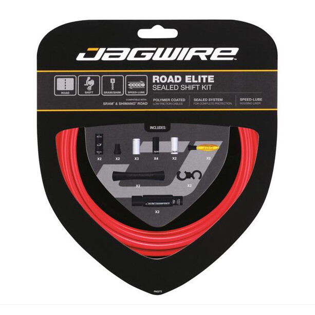 Jagwire Elite Sealed Set de câble de dérailleur, rouge