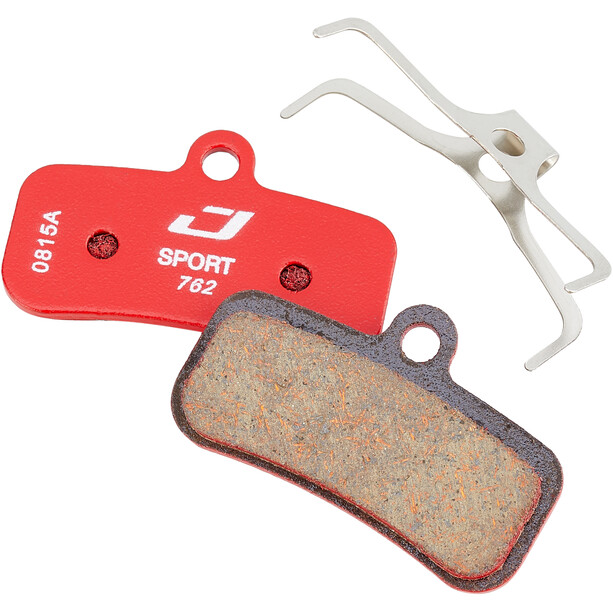 Jagwire Sport Semi-Metallic Brake Pads for Shimano Saint/Zee | TRP Quadiem/Slate 1 Pair red