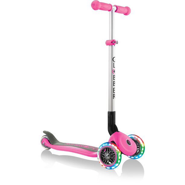 Globber Primo Foldable Lights Roller mit Batterielosen LED Rollen Kinder pink